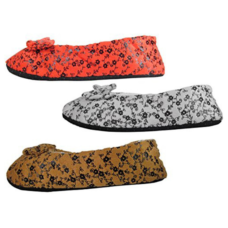 J.Ann-Womens 3-Pair/Pack Cozy Slipper Sock, Bottom Sewed with No-slip Spot Printed, Size 24-25cm.