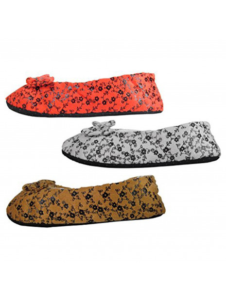 J.Ann-Womens 3-Pair/Pack Cozy Slipper Sock, Bottom Sewed with No-slip Spot Printed, Size 24-25cm.