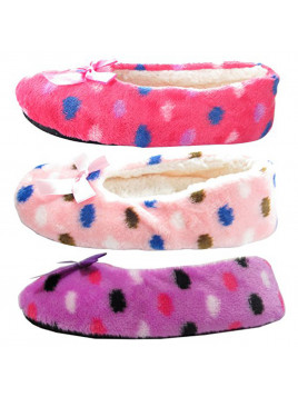 J.Ann-Womens 3-Pair/Pack Cozy Slipper Sock, Bottom Sewed with No-slip Spot Printed, Size 24-25cm.