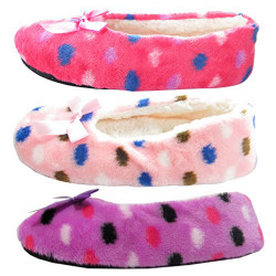 J.Ann-Womens 3-Pair/Pack Cozy Slipper Sock, Bottom Sewed with No-slip Spot Printed, Size 24-25cm.