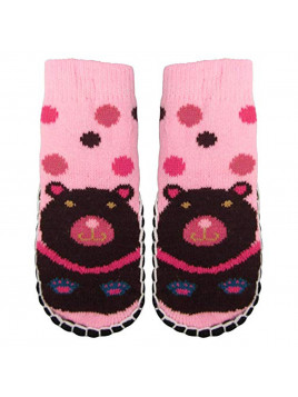 "Bearfoot" Little Girls Knitted Home Slipper Socks With NON Slip Bottom