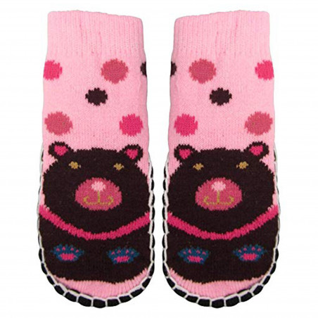 "Bearfoot" Little Girls Knitted Home Slipper Socks With NON Slip Bottom