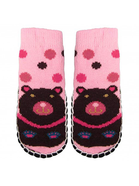 "Bearfoot" Little Girls Knitted Home Slipper Socks With NON Slip Bottom