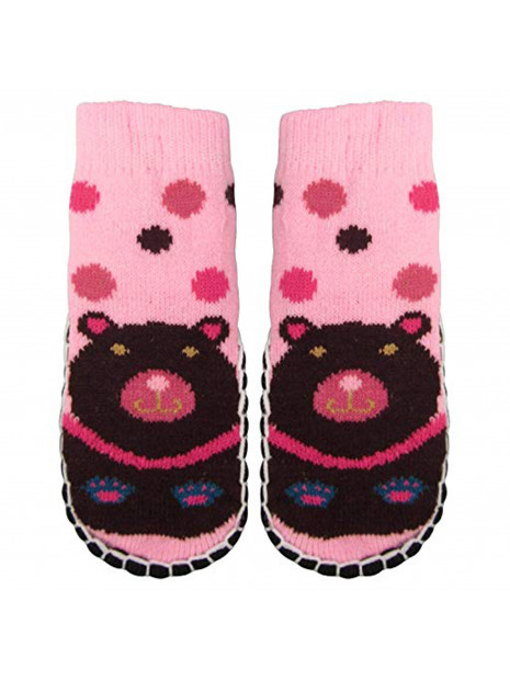 "Bearfoot" Little Girls Knitted Home Slipper Socks With NON Slip Bottom