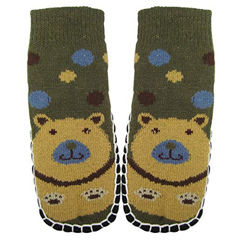 "Bearfoot" Toddlers/Little Boy's Jacquard Knitted Home Slipper Socks,NON Slip.