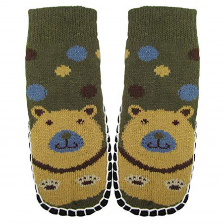 "Bearfoot" Toddlers/Little Boy's Jacquard Knitted Home Slipper Socks,NON Slip.