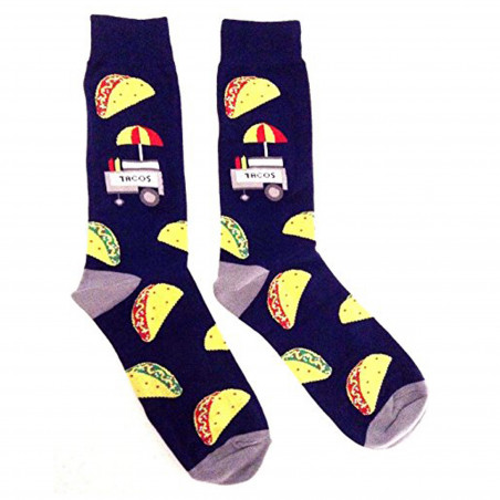 Fast Food Munchies Crew Socks (Taco Cart - Blue & Grey)
