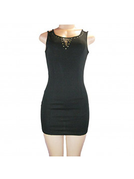 Zinga Women's/Juniors Black Sleeveless Dress with Back Lace Detail.