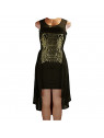 San Joy Juniors Black with Gold Sleeveless Dress