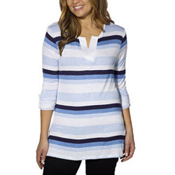 Leo & Nicole Ladies' Stripe Tunic, Lightweight, V-neck Line, Tunic Style