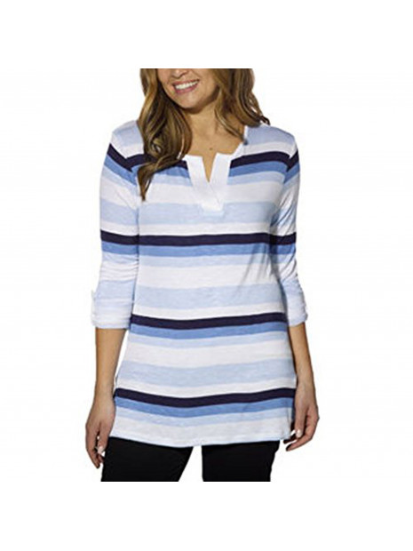 Leo & Nicole Ladies' Stripe Tunic, Lightweight, V-neck Line, Tunic Style