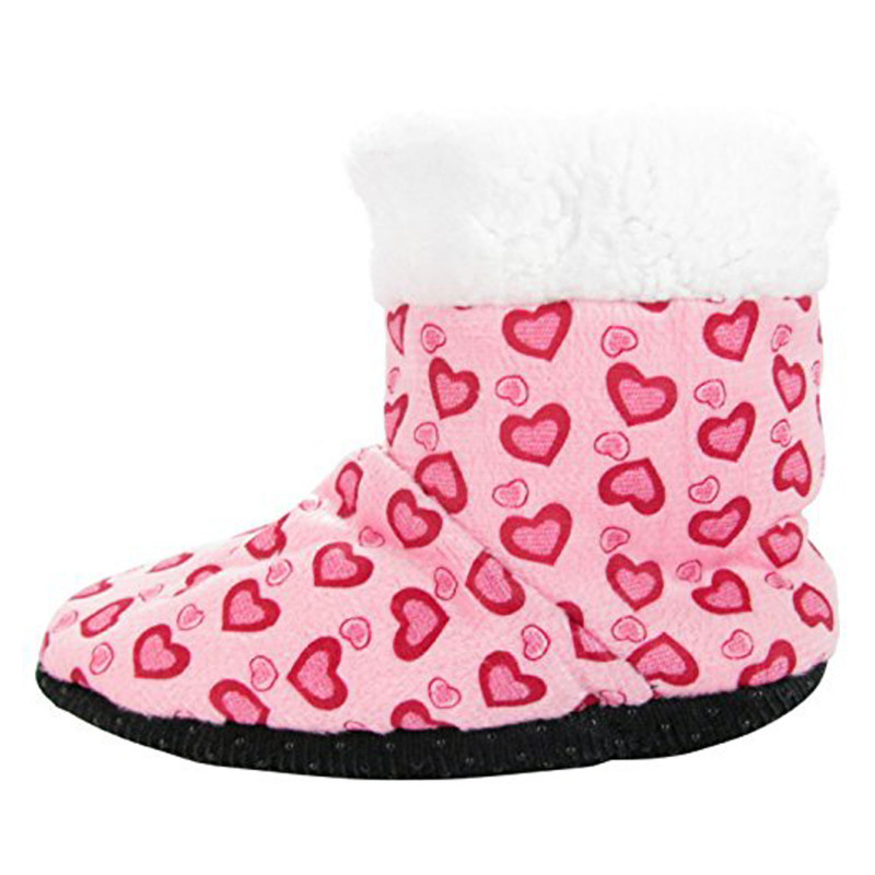 J.Ann Toddlers/Little Girls (2T-4T) Fleece Sherpa Printed Slipper Booties, Non Slip