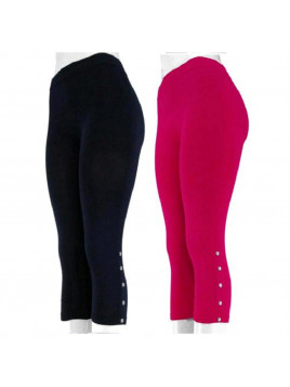 J.ann 2pc/pk Womens Seamless Capri with Rhinestone Bottons