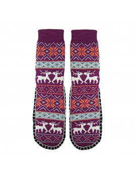 J.Ann Women's 1-Pack Knitted Non Slipper Sockss with NON-SLIP BOTTOMS.