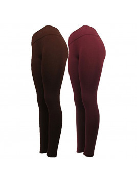 J.Ann-Mopas Ladies Winter Fleece Lined Leggings, Burgandy Combos