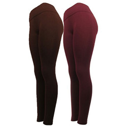 J.Ann-Mopas Ladies Winter Fleece Lined Leggings, Burgandy Combos