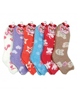 6 PAIRS WOMEN COZY FUZZY NON SKID STRIPES SUPER SOFT WINTER SLIPPER SOCKS 9-11