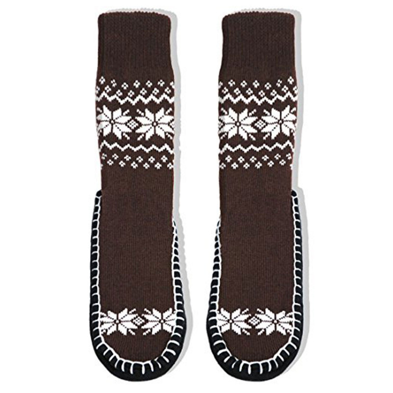 Adults 1 or 2-PK Knitted Slipper Socks with NON-Slip Skids
