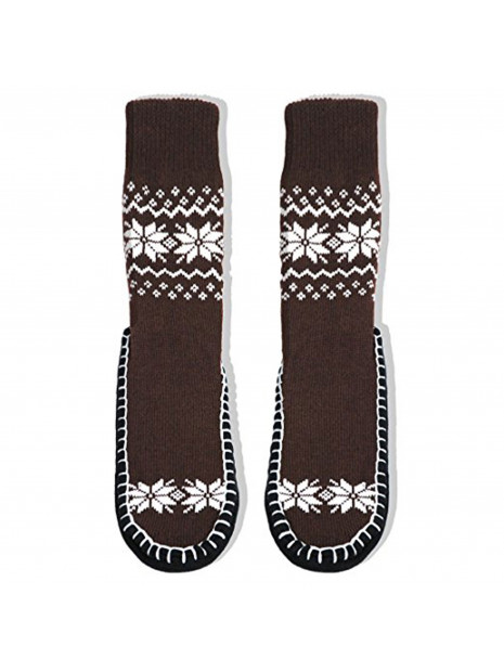 Adults 1 or 2-PK Knitted Slipper Socks with NON-Slip Skids