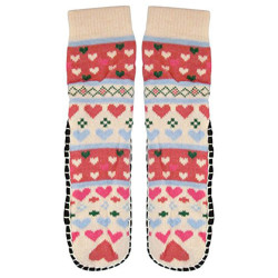 J.Ann Ladies Jacquard Knitted Slipper Sock, Hearts Designs,Bottom Size:23-24 cm