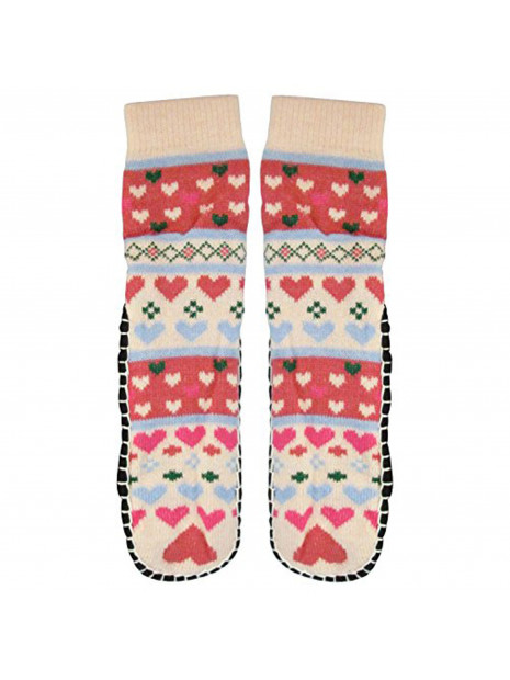 J.Ann Ladies Jacquard Knitted Slipper Sock, Hearts Designs,Bottom Size:23-24 cm