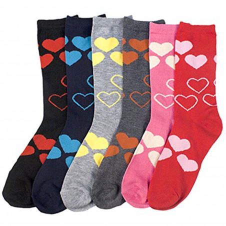 Ladies Valentine 6-pair/pack Crew Socks. 9-11