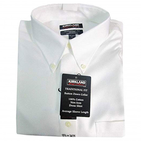 Men's Traditional Fit Non-Iron Dress Shirt (White Texture)