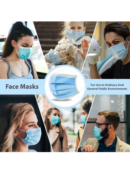 Pacificlane Disposable 3 Layered Ear Loop Safety Face Masks Breathable, Comfortable for Protection, From , Dust, Allergens 50pc