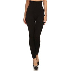 Women's Empire Waist Tummy Compression Control Top Leggings, French Terry Lining