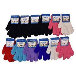 Kids 12-Pair Pack Winter Magic Gloves (Assorted Colors)