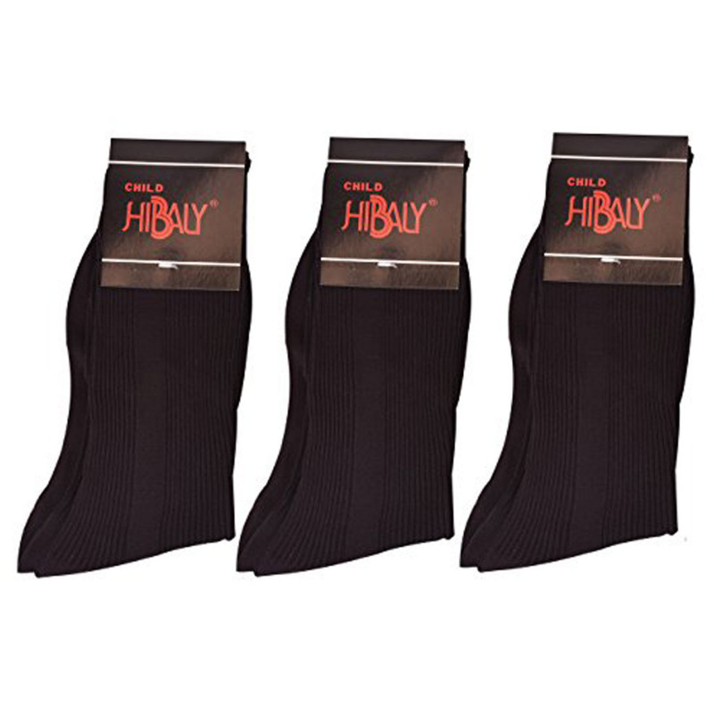 Hibaly Boy's Solid Color Ribbed Crew Dress Socks