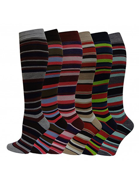 Women's Fancy Design Multi Color Knee High Socks (6 pairs/9-11)