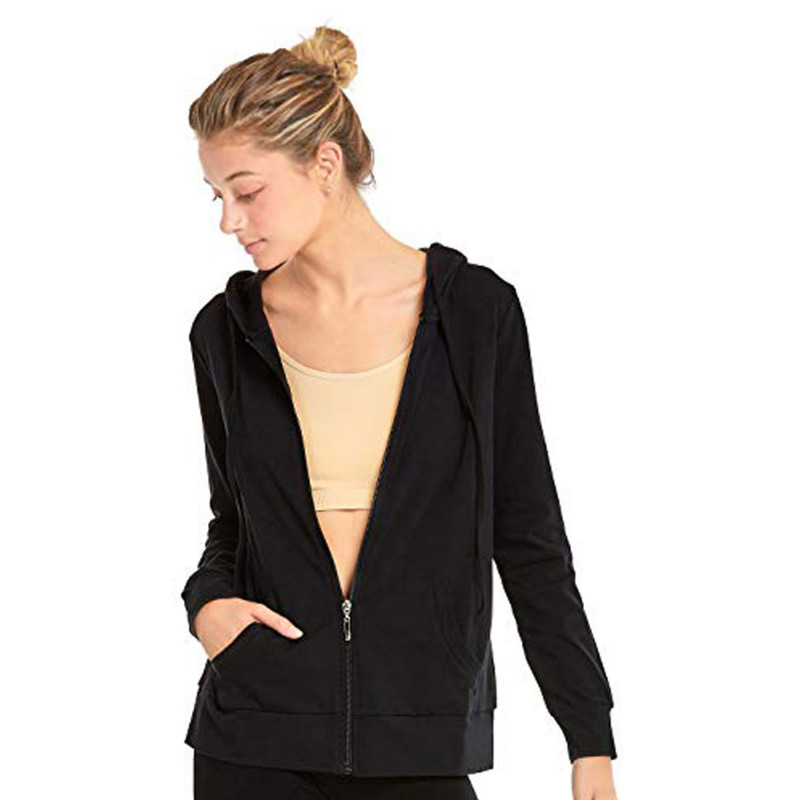 Sofra Women's Thin Cotton Zip Up Hoodie Jacket