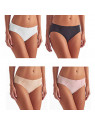 Cut Underwear Brushed Microfiber with Lace - Ultra Soft Comfort- 4 Pack Assorted 4 Color (White, Pink, Nude, Black)