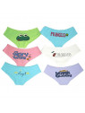 Junior Ladies' Underwear 6-Pack Low-Rise Hipsters w. Back Print Design (S-XL)
