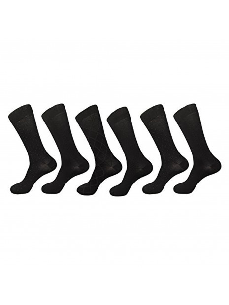 Men's Cotton Lycra/Spandex Dress Socks - 6 Pairs - Fits Shoe Sizes 6 1/2-12
