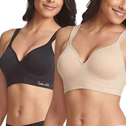 Ladies' Seamless Wireless Bra, 2-Pack, White/Gray