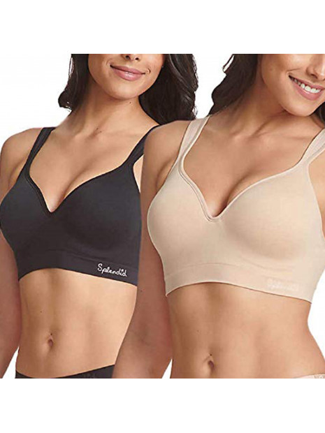 Ladies' Seamless Wireless Bra, 2-Pack, White/Gray