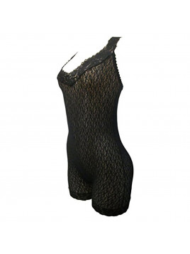 J. Ann Women's Lace Bodysuit w. Open Crotch Black