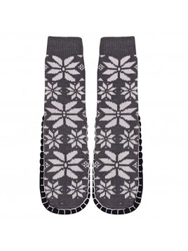 Adults 1 or 2-PK Knitted Slipper Socks with NON-Slip Skids (Medium (23-24cm))
